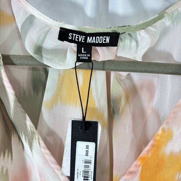 NWT Steve Madden Ardenne Faded Floral Chiffon Blouse Large Boho Romantic Sheer - Picture 4 of 5